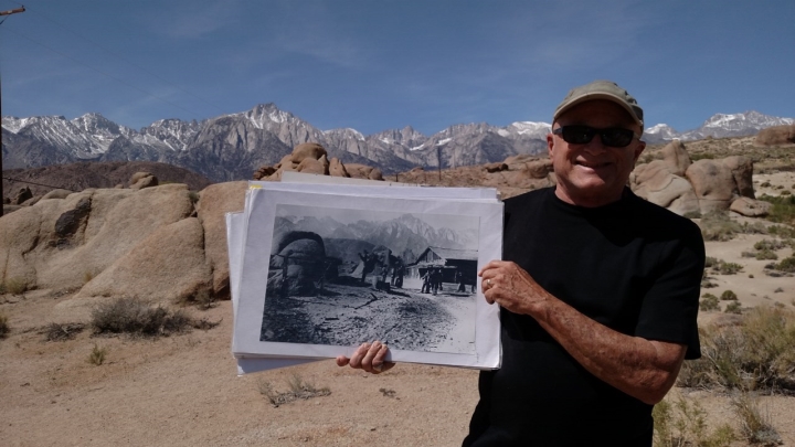 Inyo County Film Commissioner showing us locations of movie scenes in the Alabama Hills